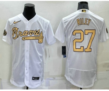 Men's Atlanta Braves #27 Austin Riley White 2022 All Star Stitched Flex Base Nike Jersey
