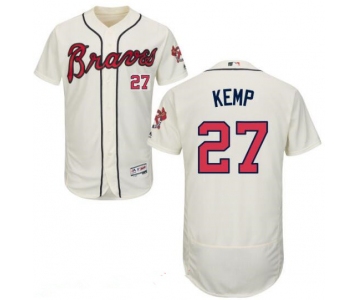 Men's Atlanta Braves #27 Matt Kemp Cream 2016 Majestic Flex Base Stitched MLB Jersey