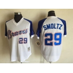 Men's Atlanta Braves #29 John Smoltz 1974 White Stitched MLB Throwback Jersey By Mitchell & Ness