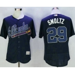 Men's Atlanta Braves #29 John Smoltz Retired Navy Blue Road Stitched MLB 2016 Majestic Flex Base Jersey