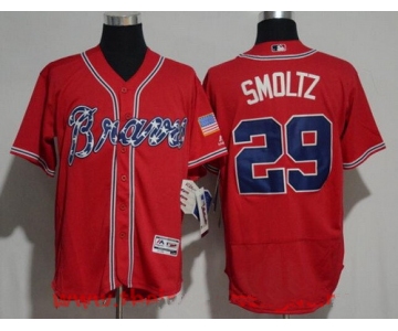 Men's Atlanta Braves #29 John Smoltz Retired Red Stitched MLB Majestic Flex Base Jersey