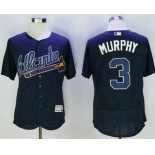Men's Atlanta Braves #3 Dale Murphy Retired Navy Blue Road Stitched MLB 2016 Majestic Flex Base Jersey