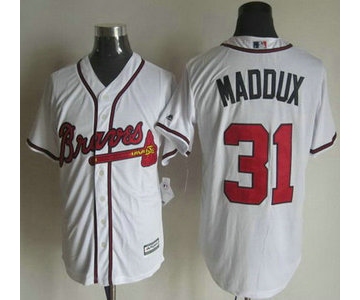 Men's Atlanta Braves #31 Greg Maddux Home White Retired Player 2015 MLB Cool Base Jersey