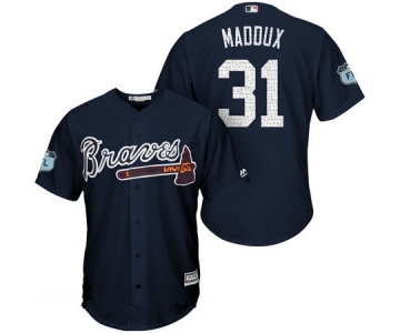 Men's Atlanta Braves #31 Greg Maddux Navy Blue 2017 Spring Training Stitched MLB Majestic Cool Base Jersey
