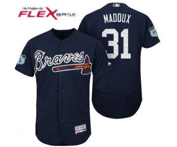 Men's Atlanta Braves #31 Greg Maddux Navy Blue 2017 Spring Training Stitched MLB Majestic Flex Base Jersey