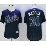 Men's Atlanta Braves #31 Greg Maddux Retired Navy Blue Road Stitched MLB 2016 Majestic Flex Base Jersey