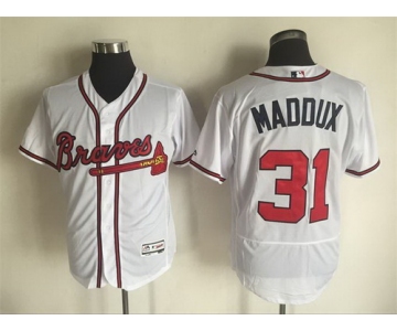 Men's Atlanta Braves #31 Greg Maddux Retired White 2016 Flexbase Majestic Baseball Jersey
