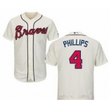 Men's Atlanta Braves #4 Brandon Phillips Cream Stitched MLB Majestic Cool Base Jersey