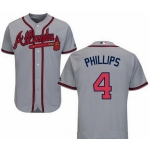 Men's Atlanta Braves #4 Brandon Phillips Gray Road Stitched MLB Majestic Cool Base Jersey