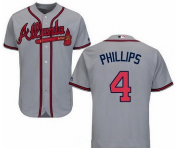 Men's Atlanta Braves #4 Brandon Phillips Gray Road Stitched MLB Majestic Cool Base Jersey