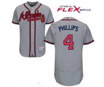 Men's Atlanta Braves #4 Brandon Phillips Gray Road Stitched MLB Majestic Flex Base Jersey