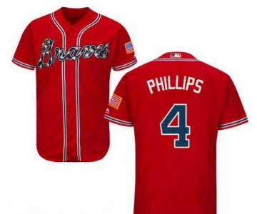 Men's Atlanta Braves #4 Brandon Phillips Red Stitched MLB Majestic Cool Base Jersey