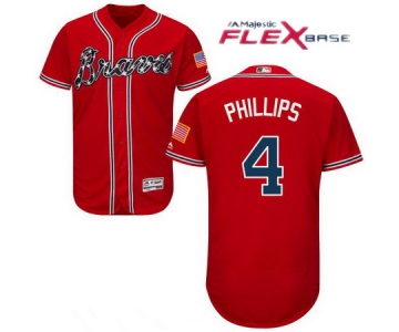 Men's Atlanta Braves #4 Brandon Phillips Red Stitched MLB Majestic Flex Base Jersey