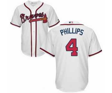 Men's Atlanta Braves #4 Brandon Phillips White Home Stitched MLB Majestic Cool Base Jersey