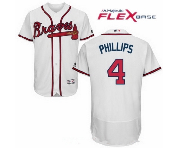 Men's Atlanta Braves #4 Brandon Phillips White Home Stitched MLB Majestic Flex Base Jersey