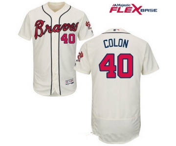 Men's Atlanta Braves #40 Bartolo Colon Cream Alternate Stitched MLB Majestic Flex Base Jersey