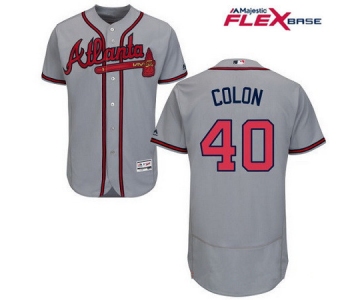 Men's Atlanta Braves #40 Bartolo Colon Gray Road Stitched MLB Majestic Flex Base Jersey