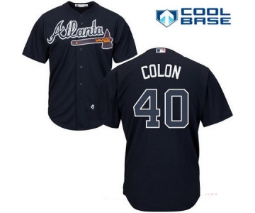 Men's Atlanta Braves #40 Bartolo Colon Navy Blue Alternate Stitched MLB Majestic Cool Base Jersey