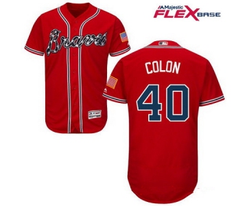 Men's Atlanta Braves #40 Bartolo Colon Red Alternate Stitched MLB Majestic Flex Base Jersey
