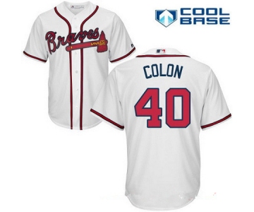 Men's Atlanta Braves #40 Bartolo Colon White Home Stitched MLB Majestic Cool Base Jersey