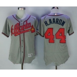 Men's Atlanta Braves #44 Hank Aaron Retired Gray Road Stitched MLB Majestic Flex Base Jersey