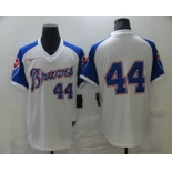 Men's Atlanta Braves #44 Hank Aaron White Stitched MLB Throwback Nike Jersey