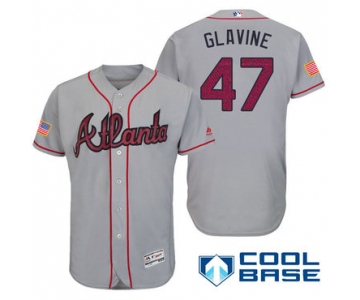 Men's Atlanta Braves #47 Tom Glavine Gray Stars & Stripes Fashion Independence Day Stitched MLB Majestic Cool Base Jersey