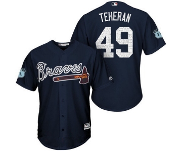 Men's Atlanta Braves #49 Julio Teheran Navy Blue 2017 Spring Training Stitched MLB Majestic Cool Base Jersey