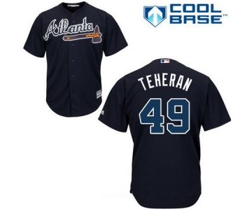 Men's Atlanta Braves #49 Julio Teheran Navy Blue Alternate Stitched MLB Majestic Cool Base Jersey