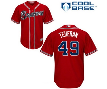 Men's Atlanta Braves #49 Julio Teheran Red Alternate Stitched MLB Majestic Cool Base Jersey