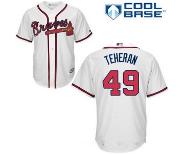 Men's Atlanta Braves #49 Julio Teheran White Home Stitched MLB Majestic Cool Base Jersey