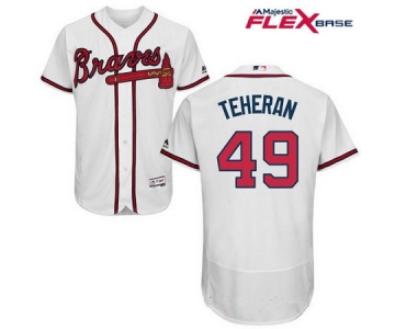 Men's Atlanta Braves #49 Julio Teheran White Home Stitched MLB Majestic Flex Base Jersey