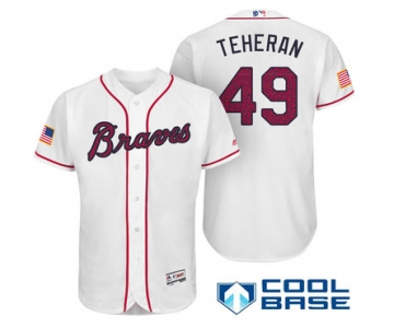 Men's Atlanta Braves #49 Julio Teheran White Stars & Stripes Fashion Independence Day Stitched MLB Majestic Cool Base Jersey