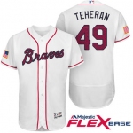 Men's Atlanta Braves #49 Julio Teheran White Stars & Stripes Fashion Independence Day Stitched MLB Majestic Flex Base Jersey