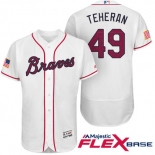Men's Atlanta Braves #49 Julio Teheran White Stars & Stripes Fashion Independence Day Stitched MLB Majestic Flex Base Jersey