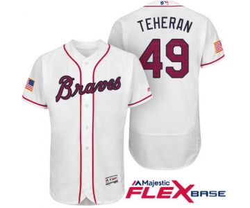 Men's Atlanta Braves #49 Julio Teheran White Stars & Stripes Fashion Independence Day Stitched MLB Majestic Flex Base Jersey