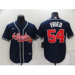 Men's Atlanta Braves #54 Max Fried Navy Blue Stitched MLB Cool Base Nike Jersey