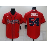 Men's Atlanta Braves #54 Max Fried Red Stitched MLB Cool Base Nike Jersey