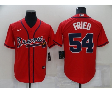 Men's Atlanta Braves #54 Max Fried Red Stitched MLB Cool Base Nike Jersey