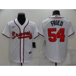 Men's Atlanta Braves #54 Max Fried White Stitched MLB Cool Base Nike Jersey