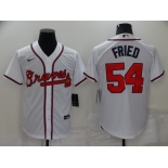 Men's Atlanta Braves #54 Max Fried White Stitched MLB Cool Base Nike Jersey