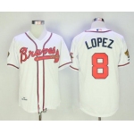 Men's Atlanta Braves #8 Javy Lopez White Home Throwback 1995 World Series with 30th Patch Stitched MLB Mitchell & Ness Jersey