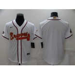 Men's Atlanta Braves Blank 2022 White Gold World Series Champions Program Cool Base Stitched Baseball Jersey