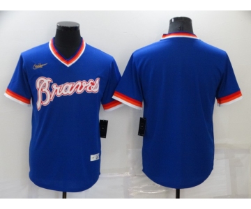 Men's Atlanta Braves Blank Blue Cooperstown Collection Stitched MLB Throwback Jersey