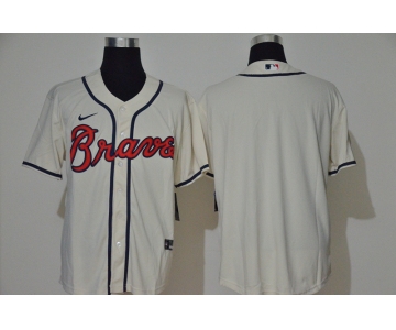 Men's Atlanta Braves Blank Cream Stitched MLB Cool Base Nike Jersey