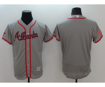 Men's Atlanta Braves Blank Gray Fashion Stars & Stripes 2016 Flexbase MLB Independence Day Jersey