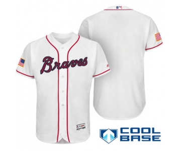 Men's Atlanta Braves Blank White Stars & Stripes Fashion Independence Day Stitched MLB Majestic Cool Base Jersey