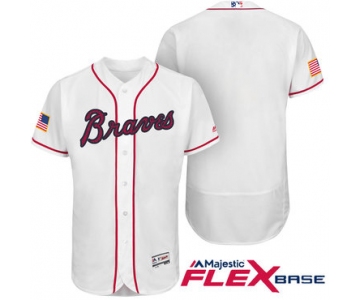 Men's Atlanta Braves Blank White Stars & Stripes Fashion Independence Day Stitched MLB Majestic Flex Base Jersey