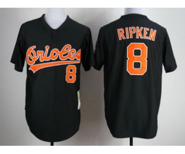 Baltimore Orioles #8 Cal Ripken 1993 Black Throwback Jersey