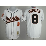 Baltimore Orioles #8 Cal Ripken 2001 White Throwback Jersey